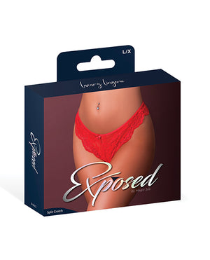 Exposed Sugar High Split Crotch Panty - Red L/XL - Image 3