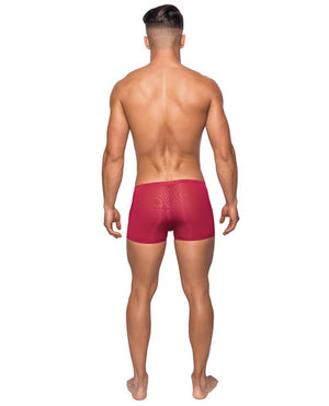 Male Power Seamless Sleek Short w/Sheer Pouch Red SM - Image 2