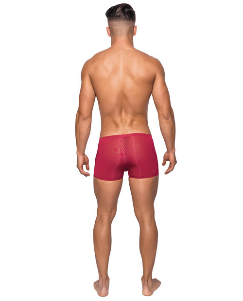Male Power Seamless Sleek Short w/Sheer Pouch Red SM - Image 2