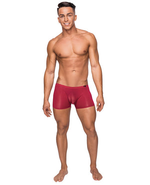 Male Power Seamless Sleek Short w/Sheer Pouch Red XL