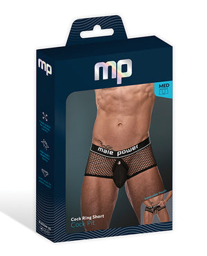 Male Power Cock Pit Fishnet Mini Cock Ring Short Black MD - Image 5