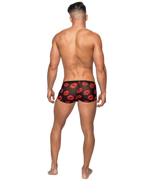 Male Power Kiss Me Stretch Mesh Mini Short Blk/Rd MD