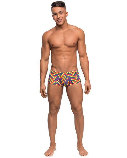 Male Power Pride Fest Contoured Pouch Mini Short Rainbow LG