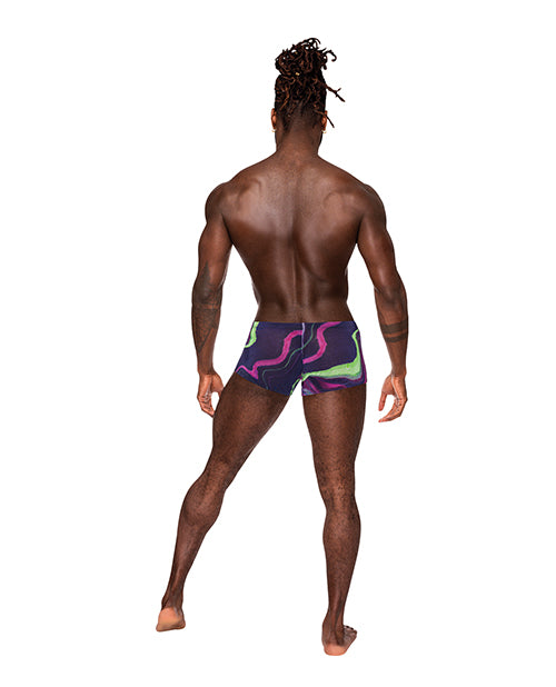 Male Power Galactic Sheer Poly Spandex Mini Short Multi Color LG - Image 2