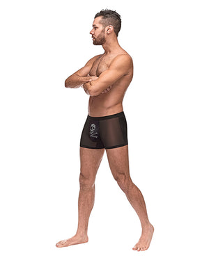 Male Power Private Screening Micro Mesh &amp; Modal Skull Pouch Short Black XL - Image 3