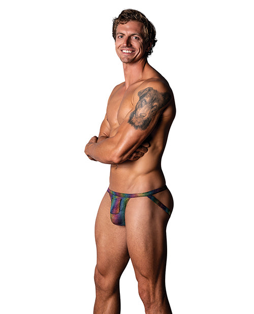 Male Power Pack &amp; Play Jock w/Front Condom Pocket - Rainbow L/XL