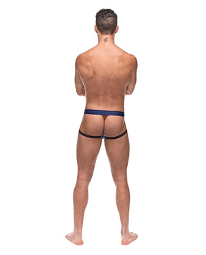 Male Power Diamond Mesh Jock Ring Blue L/XL - Image 2