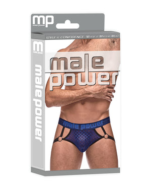 Male Power Diamond Mesh Jock Ring Blue S/M - Image 4