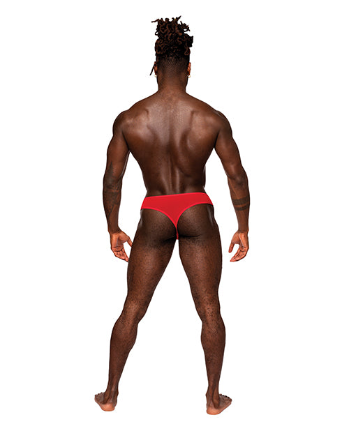Male Power Sassy Lace Open Ring Thong Red S/M - Image 2