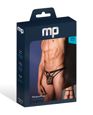 Male Power Love Star Thong w/Ring - Black S/M - Image 3