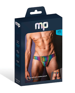 Male Power Pack &amp; Play Thong w/Front Condom Pouch - Rainbow S/M - Image 3