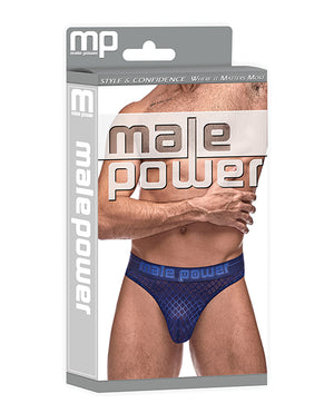 Male Power Diamond Mesh Bong Thong Blue L/XL - Image 3