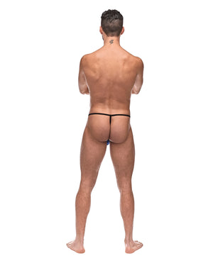 Male Power Diamond Mesh Posing Strap Blue O/S - Image 4