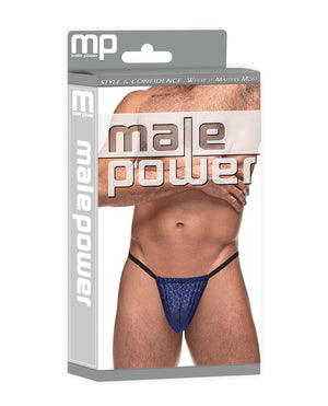 Male Power Diamond Mesh Posing Strap Blue O/S - Image 3