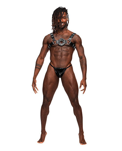 Male Power Libra PU Leather Chest Harness Black O/S