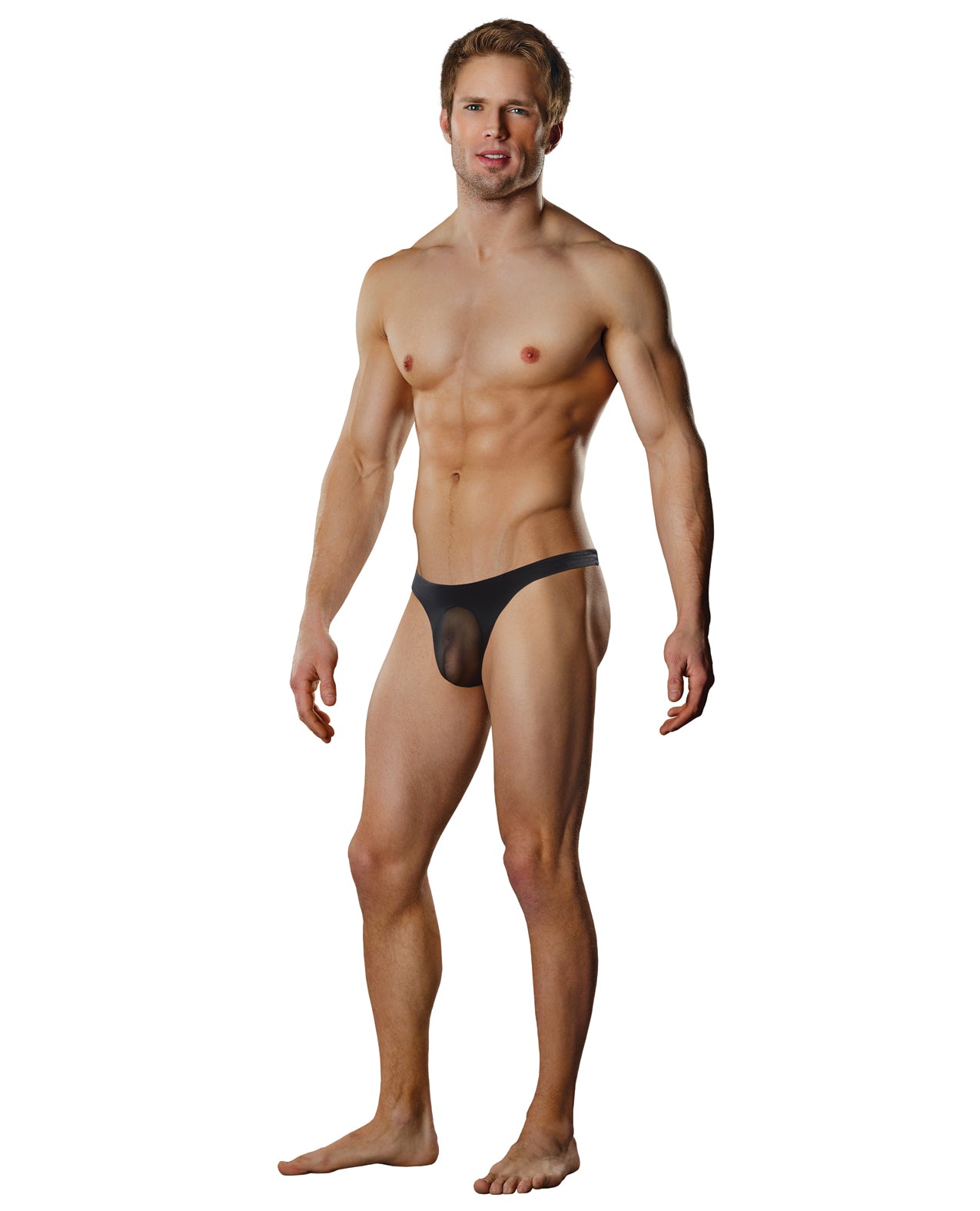 Male Power Male Power Sheer Nylon Lycra Pouch Thong Black L/XL