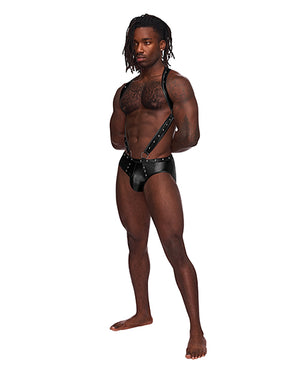 Male Power Fetish Uranus Nylon Spandex Moonshine Harness Brief Black L/XL - Image 2