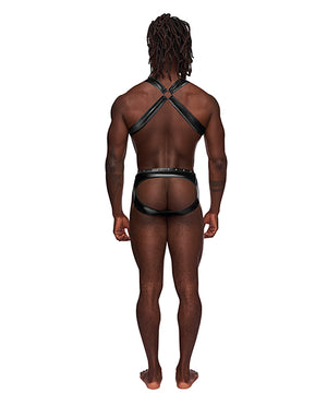 Male Power Fetish Uranus Nylon Spandex Moonshine Harness Brief Black S/M - Image 3