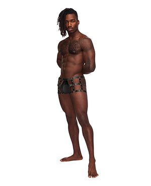 Male Power Fetish Vulcan Nylon Spandex Caged Short Black L/XL - Image 2