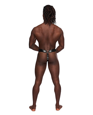 Male Power Leather Taurus Adjustable Buckle Thong Black O/S - Image 2