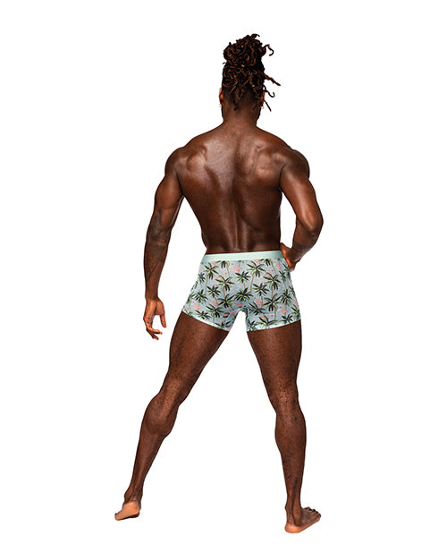 Male Power Sheer Prints Mesh Poly Spandex Seamless Short Flamingo XL - Image 2