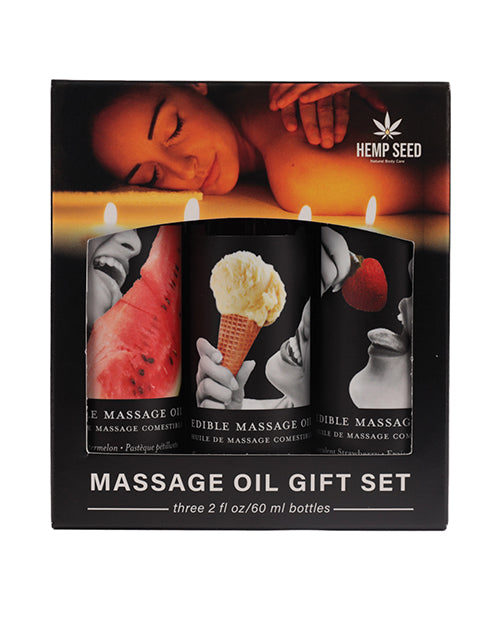 Earthly Body Earthly Body Edible Massage Oil Gift Set - 2 oz Watermelon, Strawberry &amp; Vanilla