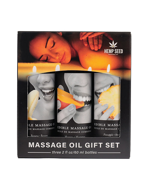 Earthly Body Earthly Body Edible Massage Oil Gift Set - 2 oz Banana, Mango &amp; Pineapple