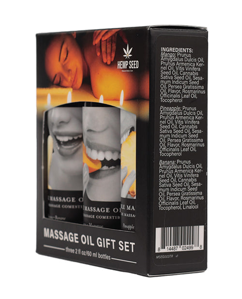 Earthly Body Earthly Body Edible Massage Oil Gift Set - 2 oz Banana, Mango &amp; Pineapple - Image 2