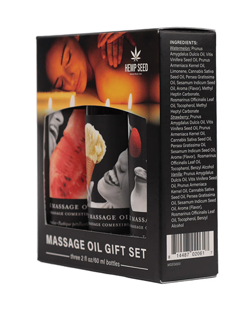 Earthly Body Earthly Body Edible Massage Oil Gift Set - 2 oz Watermelon, Strawberry &amp; Vanilla - Image 2