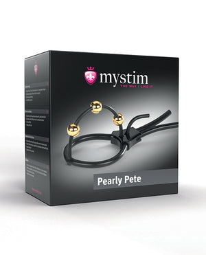 Mystim Mystim Pearly Pete Corona Strap w/Gold Balls - Black
