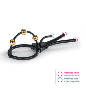 Mystim Mystim Pearly Pete Corona Strap w/Gold Balls - Black - Image 4
