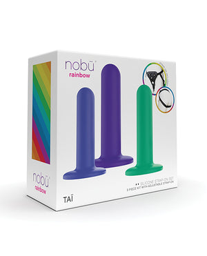 Nobu Nobu Tai Silicone Dildo Set w/Adjustable Strap On - 3 Piece Kit Assorted Colors - Image 5