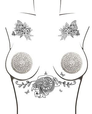 Neva Nude Neva Nude Burlesque Big O Crystal Jewel Reusable Silicone Pasties - Silver O/S - Image 2