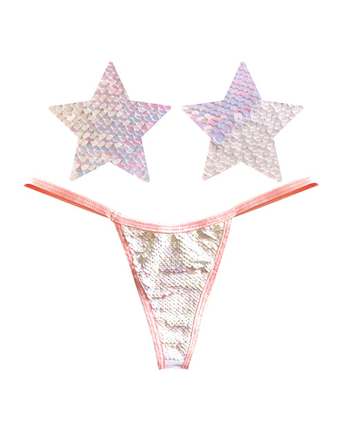 Neva Nude Neva Nude Naughty Knix Princess Bride Flip Sequin G-String &amp; Pasties - Pink/White O/S