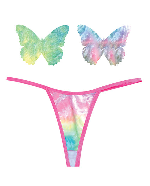 Neva Nude Neva Nude Naughty Knix Rainbow Sherbet Velvet G-String &amp; Pasties - (Color Varies) Multi O/S