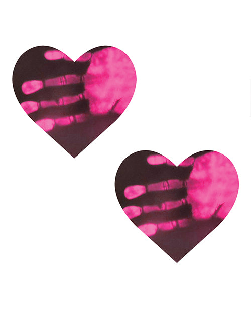 Neva Nude Neva Nude Temperature Reactive Heart Pasties - Neon Pink - Image 2