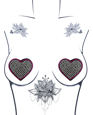 Neva Nude Neva Nude Burlesque Heart N' Soul Crystal Heart Pasties - Pink/Clear O/S - Image 2