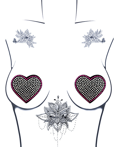 Neva Nude Neva Nude Burlesque Heart N' Soul Crystal Heart Pasties - Pink/Clear O/S - Image 2