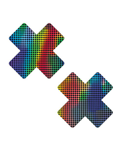 Neva Nude Neva Nude Holographic X Factor Pasties - Rainbow/Black O/S