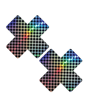 Neva Nude Neva Nude Holographic X Factor Pasties - Rainbow/Black O/S - Image 2