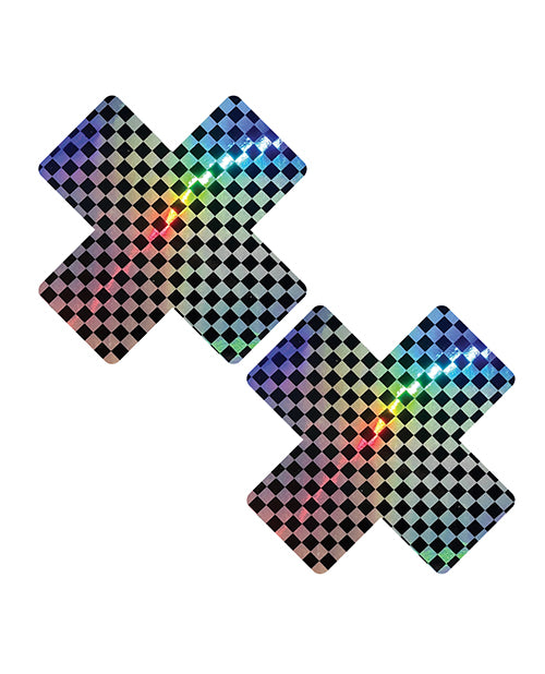 Neva Nude Neva Nude Holographic X Factor Pasties - Rainbow/Black O/S - Image 2