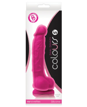 Colours Colours Dual Density 5" Dong w/Balls &amp; Suction Cup - Pink - Image 2