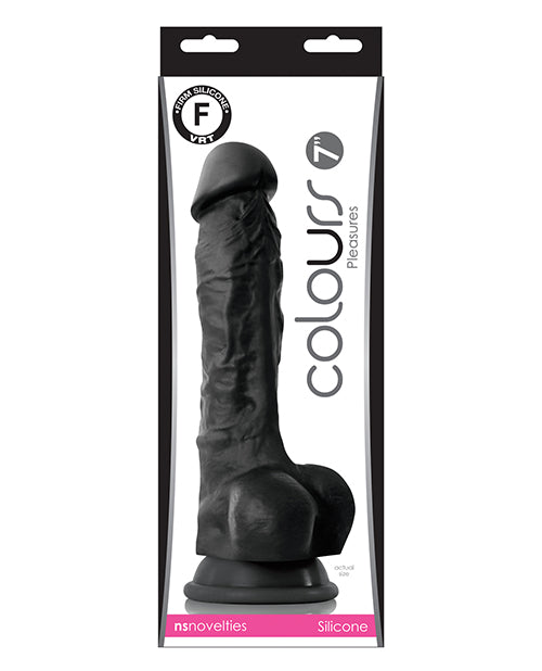 Colours Colours Pleasures 7" Dong w/Balls &amp; Suction Cup - Black