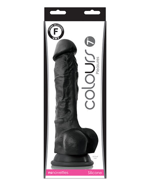 Colours Colours Pleasures 7" Dong w/Balls &amp; Suction Cup - Black