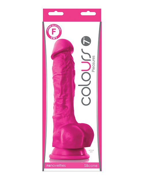 Colours Colours Pleasures 7" Dong w/Balls &amp; Suction Cup - Pink