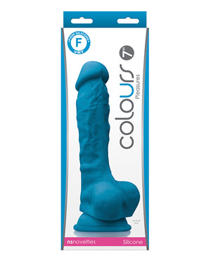 Colours Colours Pleasures 7" Dong w/Balls &amp; Suction Cup - Blue