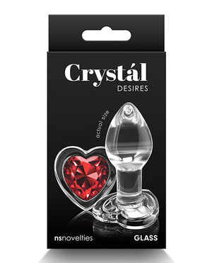 Crystal Crystal Desires Glass Heart Gem Butt Plug Small - Red