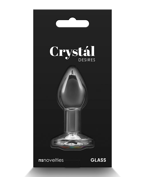 Crystal Crystal Desires Glass Round Gem Butt Plug Small - Rainbow - Image 2