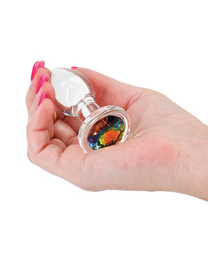 Crystal Crystal Desires Glass Round Gem Butt Plug Small - Rainbow - Image 4