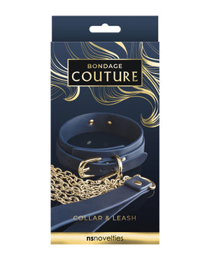 Bondage Couture Bondage Couture Vinyl Collar and Leash - Blue